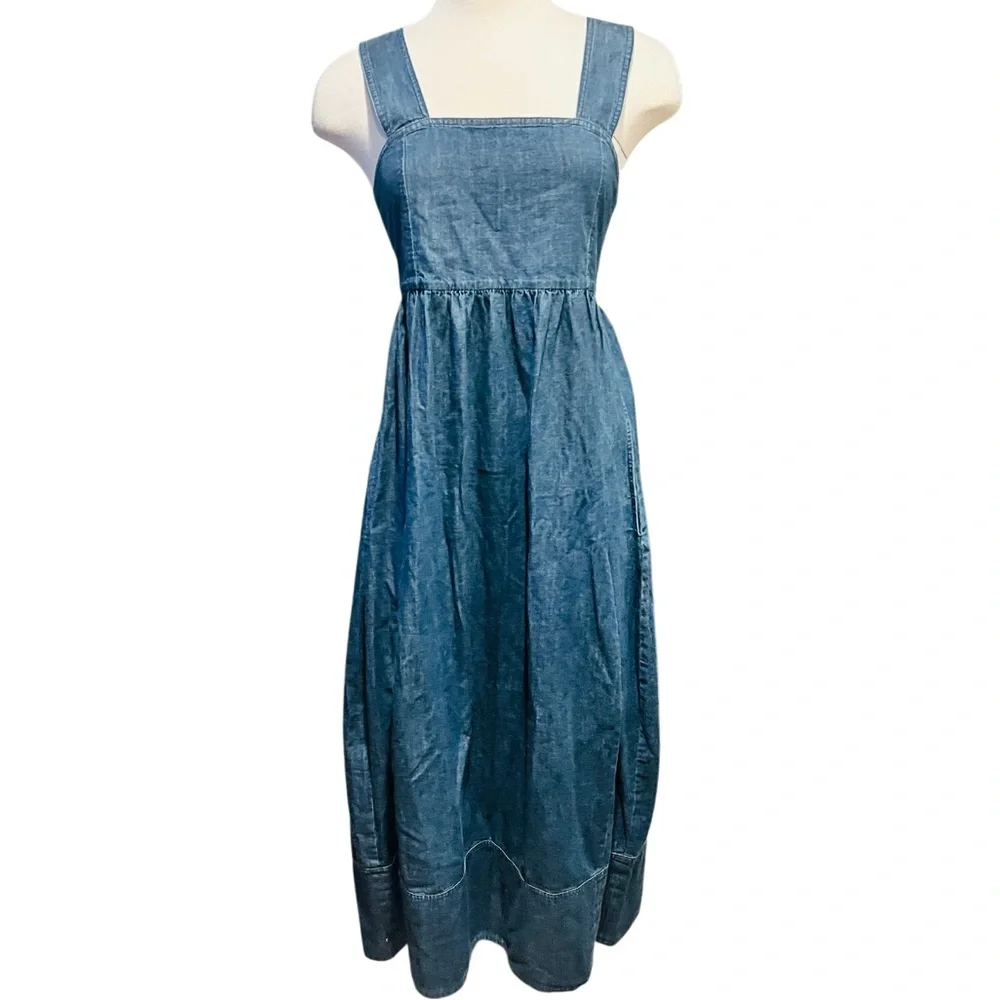 Tibi Light Weight Stone Wash Sculpted Dress Dark Enzyme Wash Size 6 NWT - Picture 4 of 16
